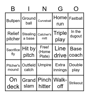 Baseball Bingo Card