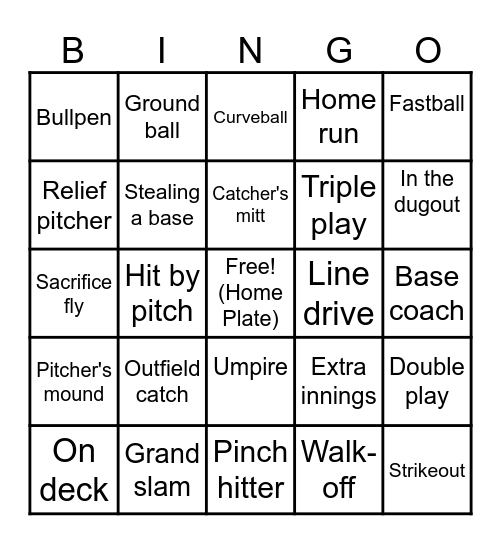 Baseball Bingo Card