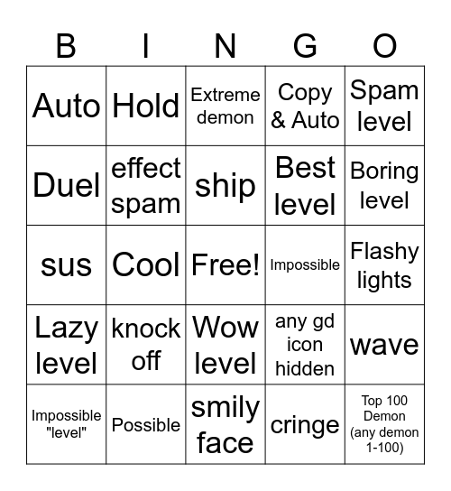 Poly Dash (roblox) Bingo Card