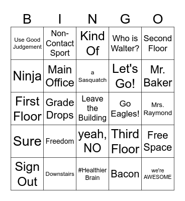 Beginning of the Year BINGO Card