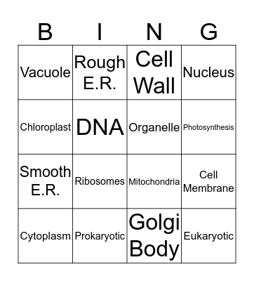 Cells Bingo Card