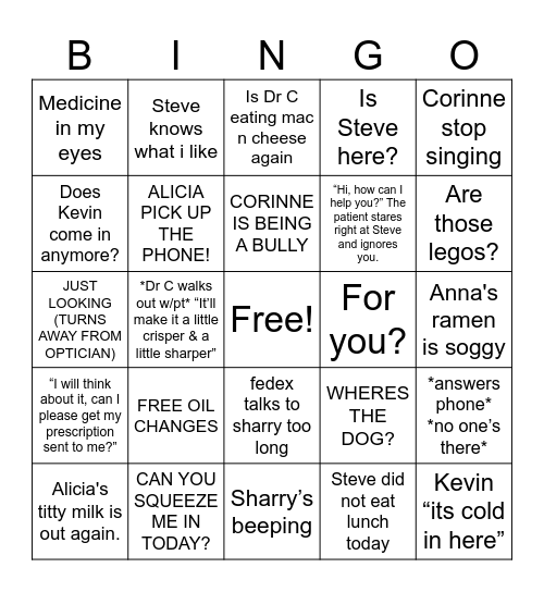 EOC Bingo Card