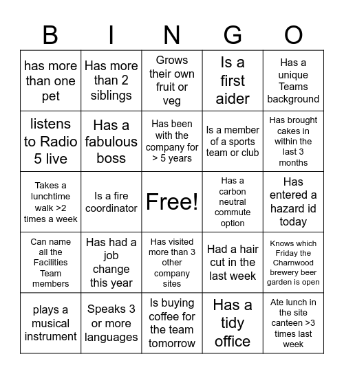 Belonging Week Bingo Card