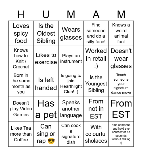 Human Bingo Card