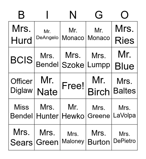 WElCOME to BCIS Bingo Card