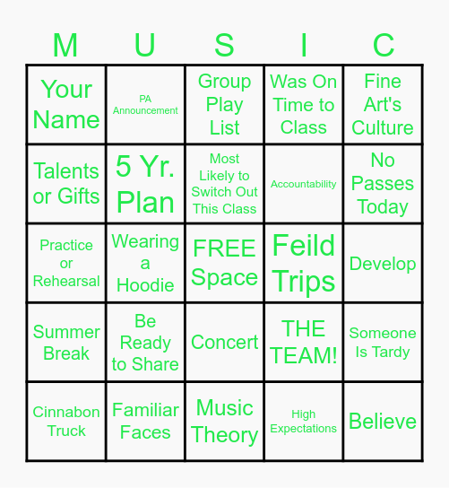 WELCOME BACK SHAMROCKS - MR. O! Bingo Card