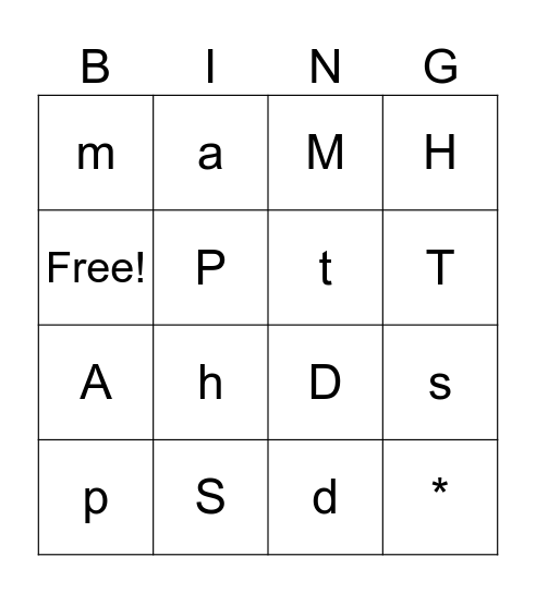 Alphabet Bingo Card
