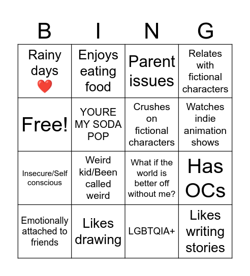 Let's play Bingo! Bingo Card
