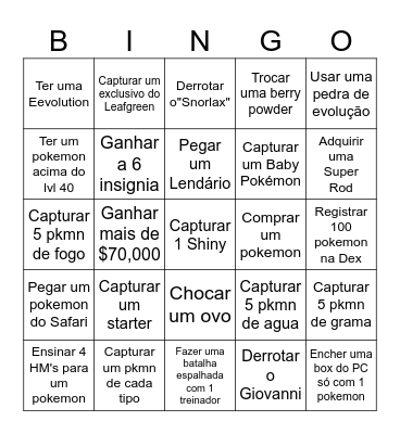 Randomized Firered Bingo Card