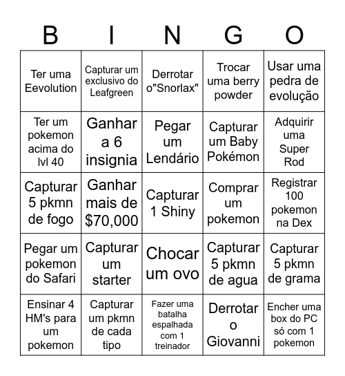 Randomized Firered Bingo Card