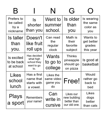 Find people who: Bingo Card
