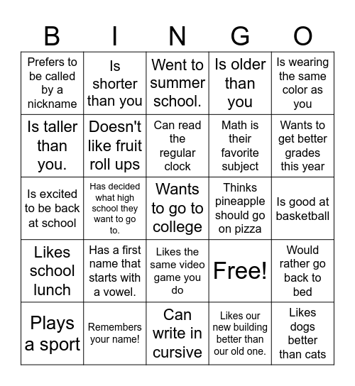 Find people who: Bingo Card