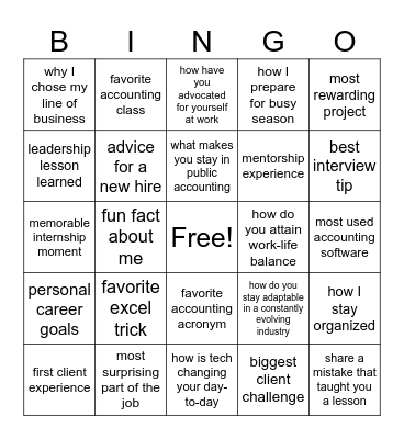 Get to know RSM BINGO! Bingo Card