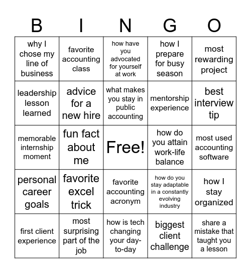 Get to know RSM BINGO! Bingo Card