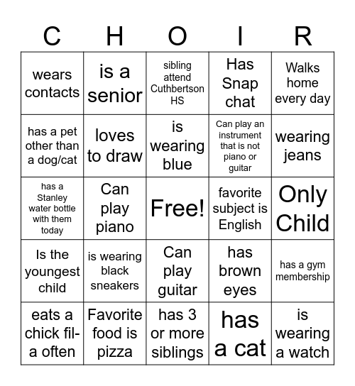 Who Are You? Bingo Card