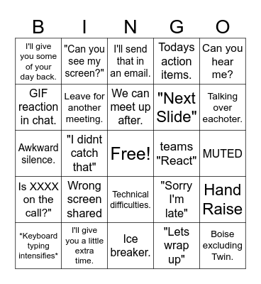 Teams BINGO Card