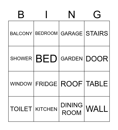 HOUSE BINGO Card