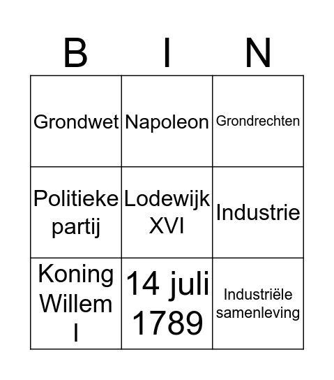 Taak 17 en 18 Bingo Card