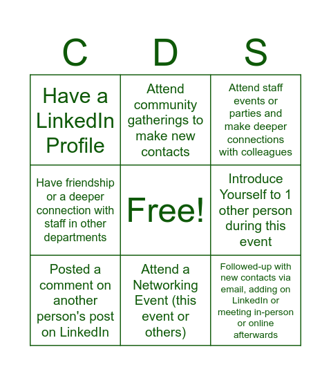 2025 Virtual Discussion & Networking Bingo Card