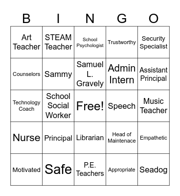 Gravely Bingo Card