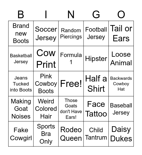 WS Fair Bingo Card