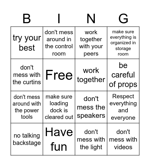 Safety Bingo Card Bingo Card