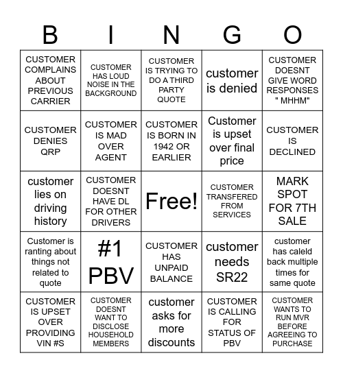 SALTY FRIDAY Bingo Card