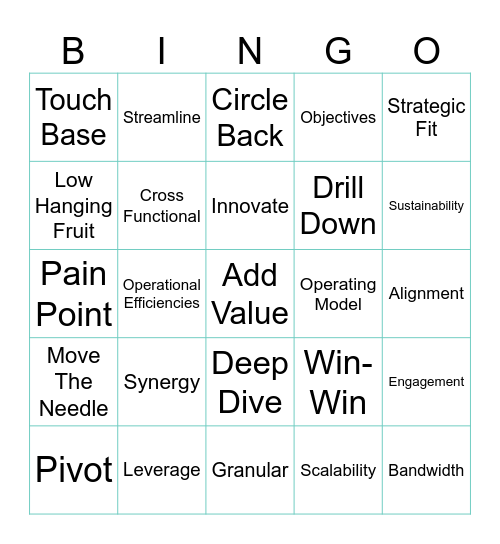 Buzzword Bingo Card