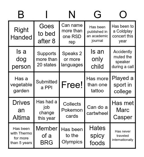 BELONGING BINGO Card