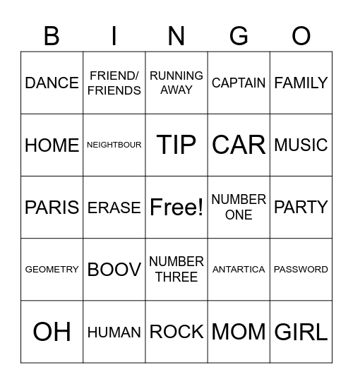 HOME BINGO Card