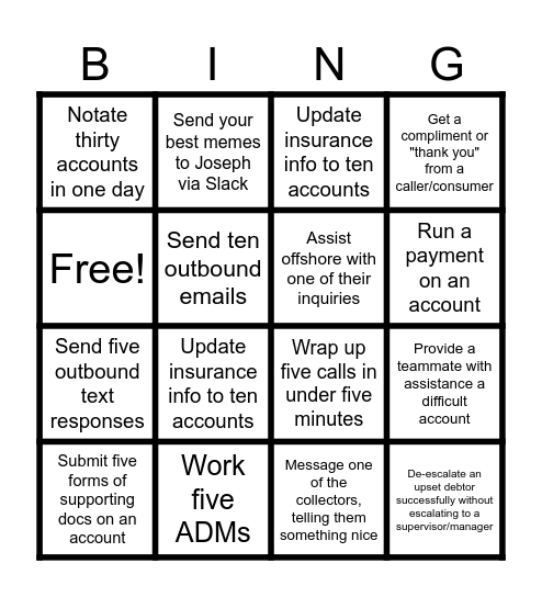Admin Bingo!!! Bingo Card