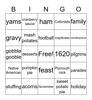 Thanksgiving  Bingo Card