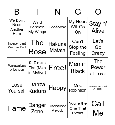 Let's Go To The Movies Bingo Card