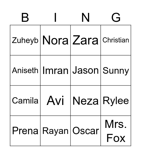 Fox Kits Bingo! Bingo Card
