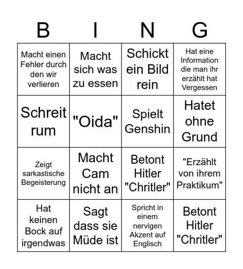 Emil Bingo Card