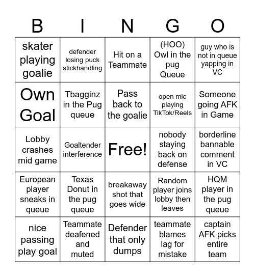 NA PUG BINGO Card
