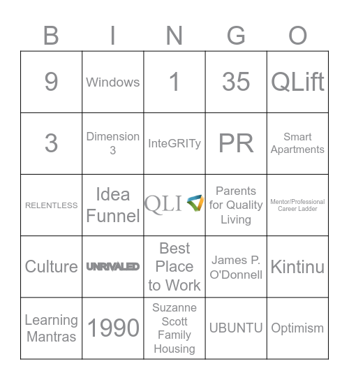 QLI 35 Bingo Card