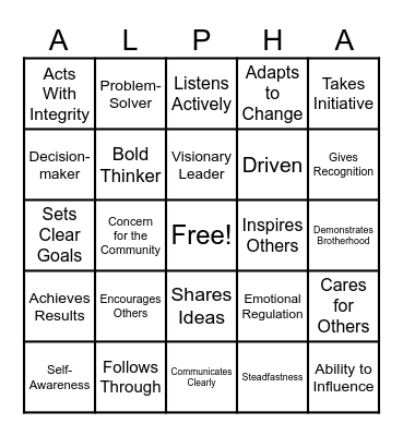Leadership Lingo Bingo Card