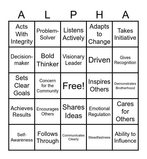 Leadership Lingo Bingo Card