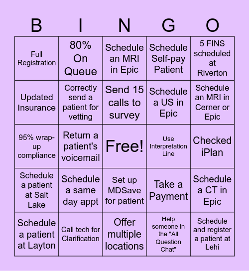 PCH Bingo Card