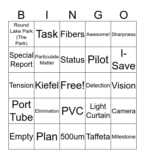 Particulate Matter Bingo Card