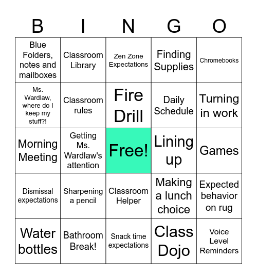Back to School Bingo! Bingo Card