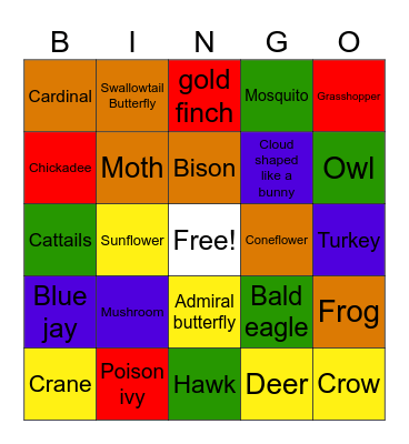 Nature Bingo Card