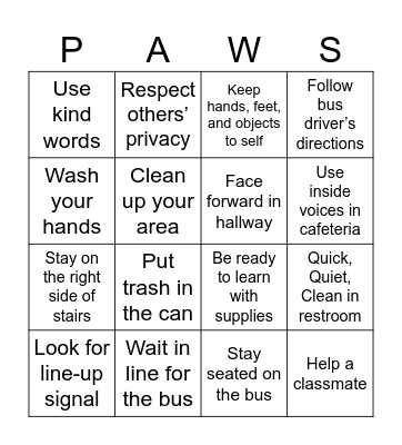 PAWSitive Pride! Bingo Card