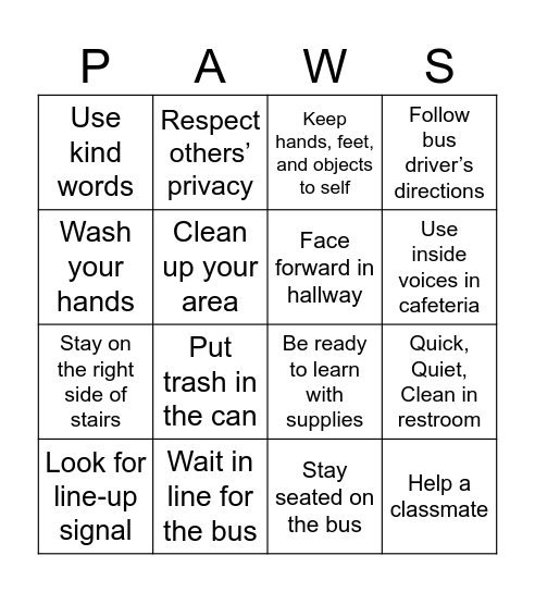 PAWSitive Pride! Bingo Card