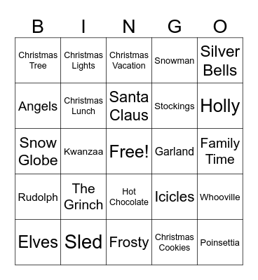 Christmas Time Bingo Card