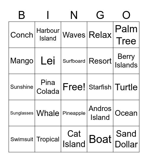 Bahamas Island Bingo! Bingo Card
