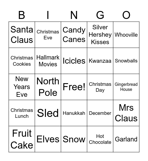 Christmas Time Bingo Card