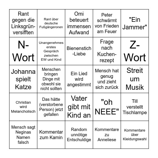 Tolasch-Bingö (II) Bingo Card