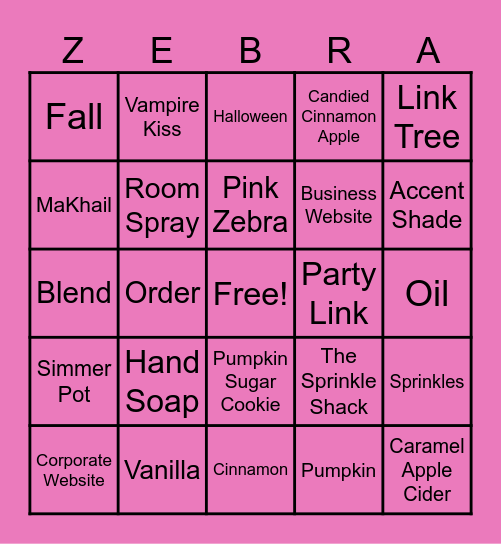 The Sprinkle Shack w/Tracy- PZIC Bingo Card